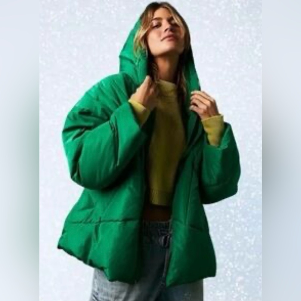 Free People Trapeze Haley Puffer Jacket Green Medium NWT - Picture 1 of 16